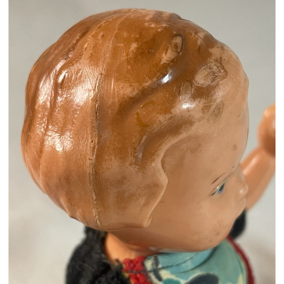 Edi German 6.5 inch Vintage Jointed Celluloid Plastic Baby Boy Doll Toy Mid Cent - Picture 5 of 7